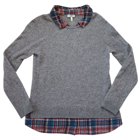 Joie Cashmere Twofer Pullover Plaid Sweater Size S - Picture 2 of 6